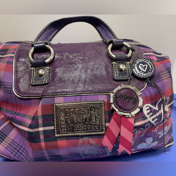 Coach Poppy Tartan Plaid Satchel - Gorgeous Purple! - Picture 2 of 13